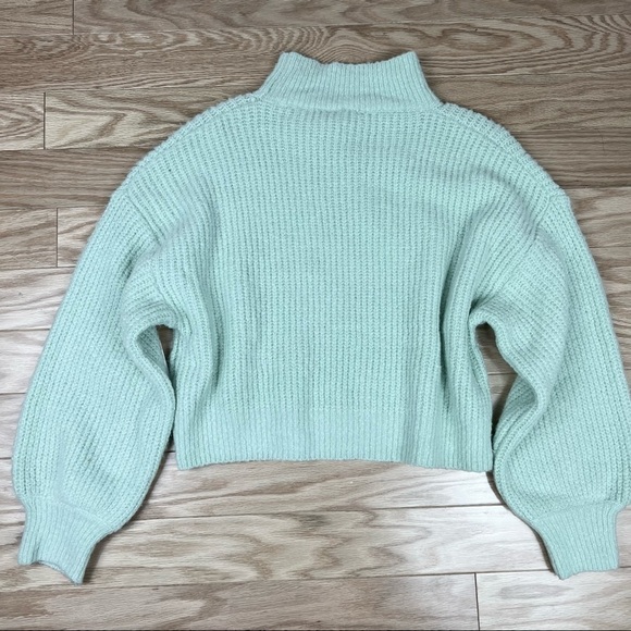 Line and dots ruby balloon sleeve sweater XS - Picture 4 of 6